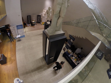 furniture and other objects set up for filming