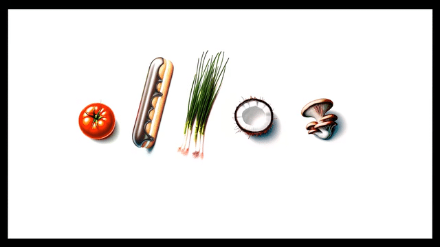 Tesco's billboard features food items above their brand chevrons