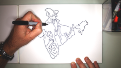 hand with a merker drawing on a page