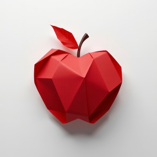 A red apple made of paper